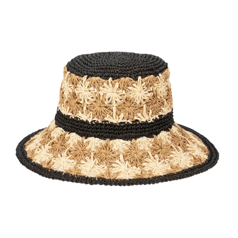 San Diego Hat Company Black, Tan & Cream Crochet Sun Hat